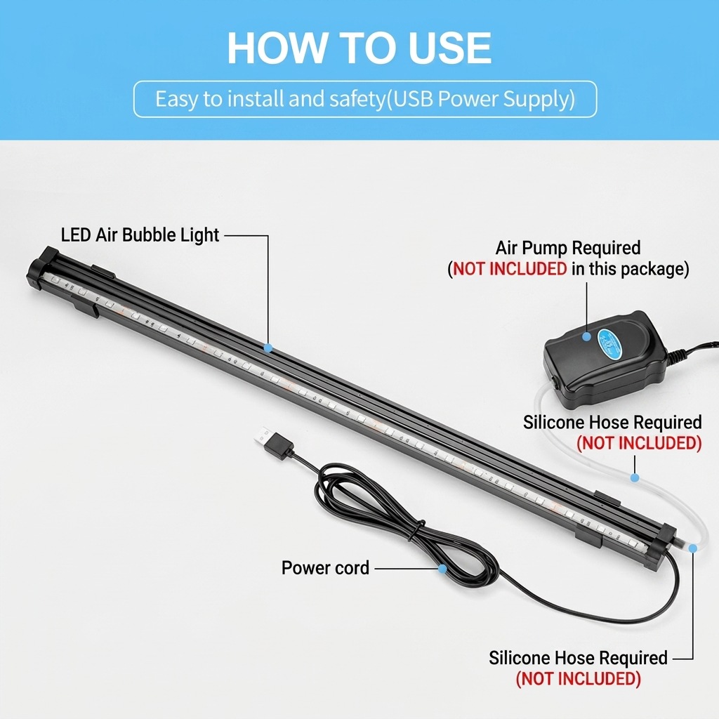 USB LED 수족관 에어 버블 라이트 자동 RGB 색 - Aquarium Marine Lights 리뷰 및 가격